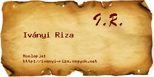 Iványi Riza névjegykártya